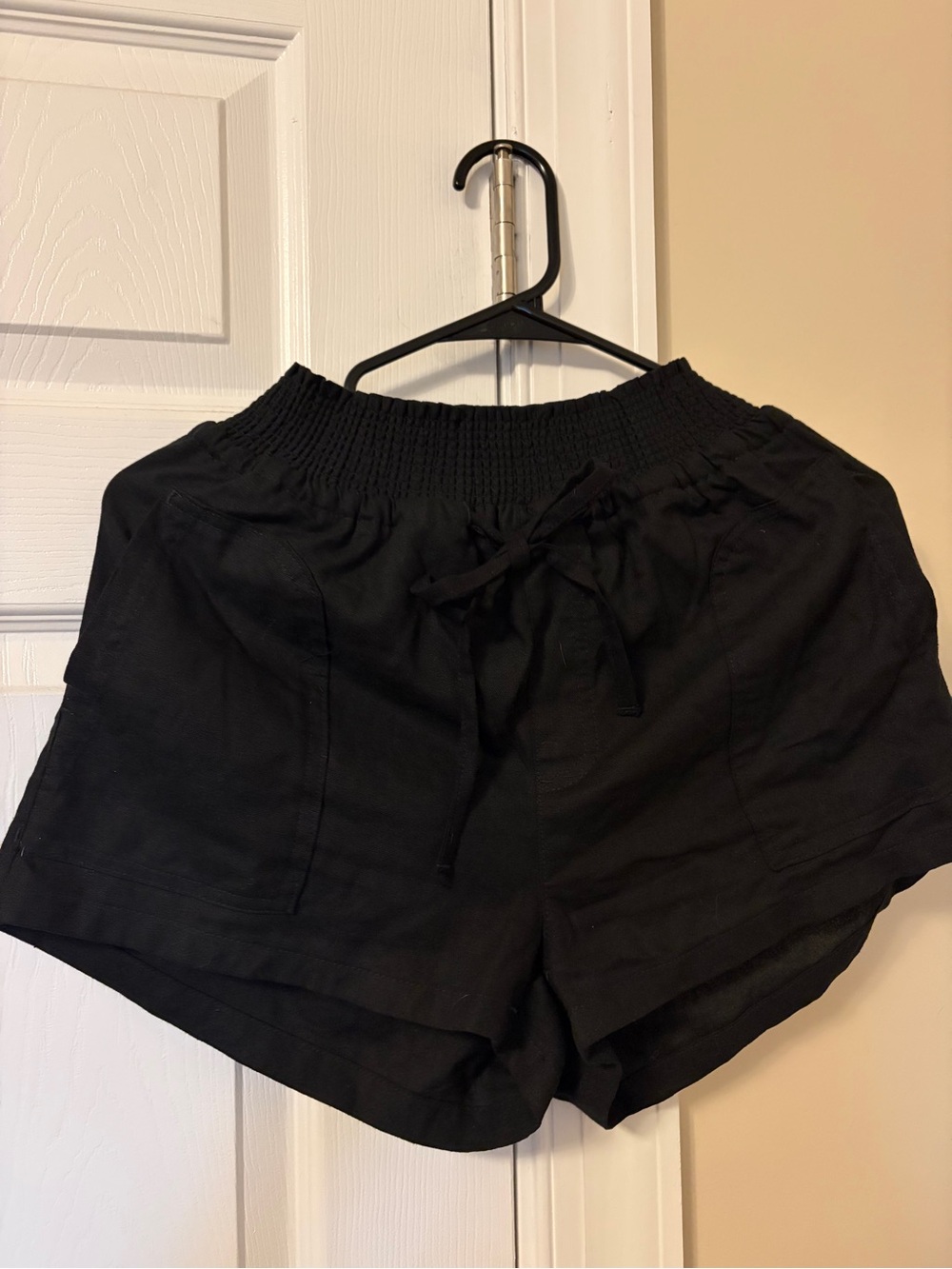 Love Tree Black High-Waist Smocked Waistband Shorts